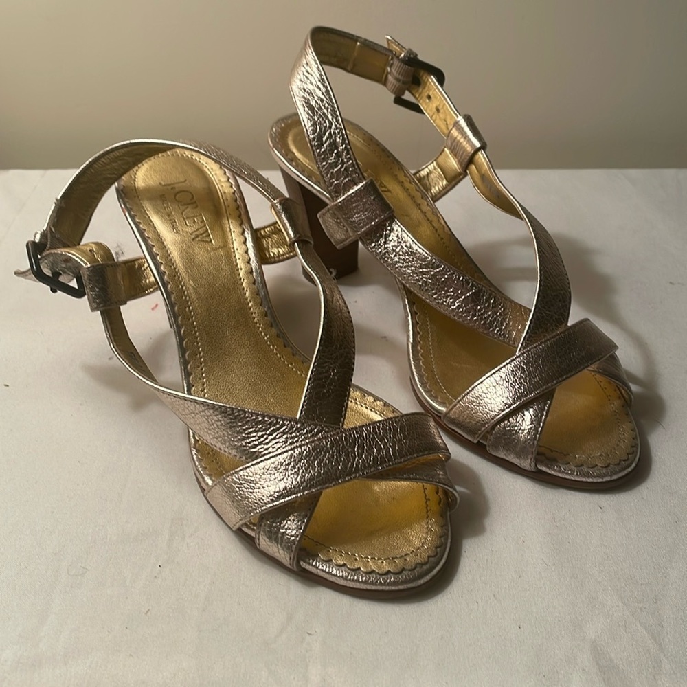 J. Crew strappy gold womens heels